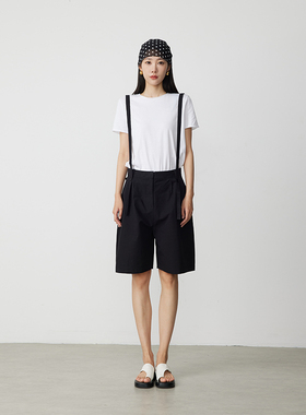 ATUMU「短裤系列」春夏上新 丨中高腰简约背带五分直筒中裤AT426