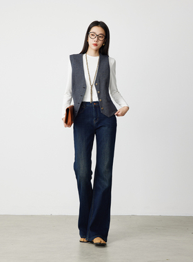 ATUMU「微喇裤系列」自播丨高腰女加绒修身长款牛仔裤AT350