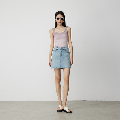 ATUMU「短裙系列」早春上新 丨中腰女A字通勤小个子牛仔裙AT418