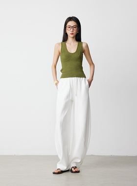 ATUMU「卫裤系列」早春上新|松紧腰抽绳弯刀垂感休闲裤AT365