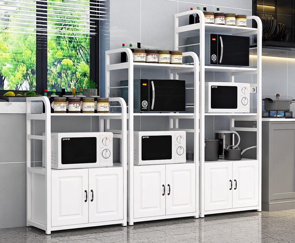 厨房置物架多功能落地多层调料架锅架储物架烤箱厨房碗碟架收纳柜