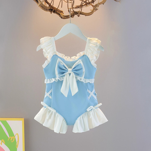 速干蝴蝶结可爱甜美连体游泳衣 儿童夏季 女童宝宝泳衣2025新款 夏装