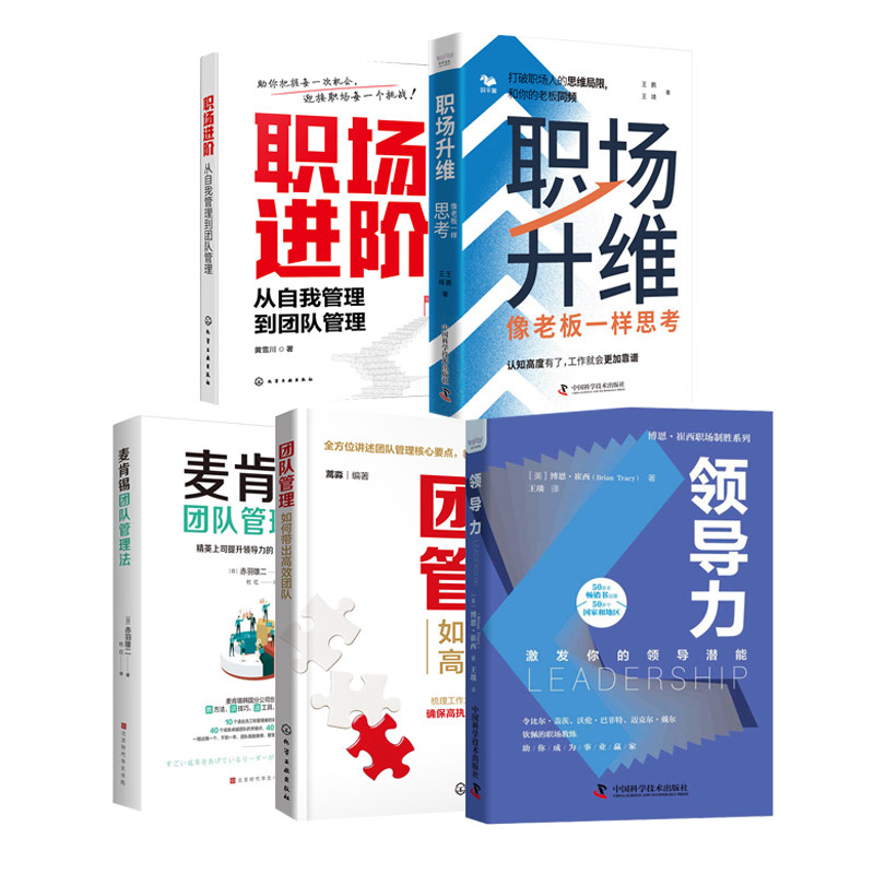 职场思维与团队管理能力提升5本：职场升维：像老板一样思考+职场进阶：从自我管理到团队管理+领导力：激发你的领导潜能+团队管理