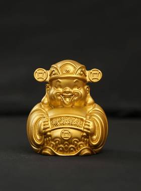 财源广进财神爷金色工艺品摆件客厅桌面玄关家居装饰实心小财神