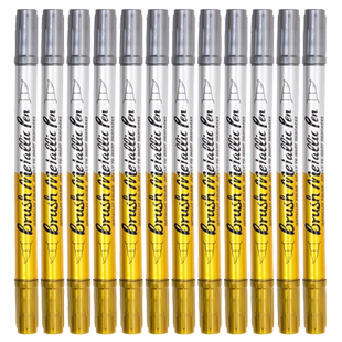 金色银色秀丽笔自带笔锋书法专用软硬头练字签名签到笔美术烫金涂鸦写字笔婚书请帖贺卡金属工艺笔防水马克笔