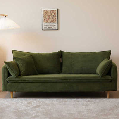 日式单双人沙发简单灯芯绒复古小户型客厅可拆洗布艺实木三人沙发