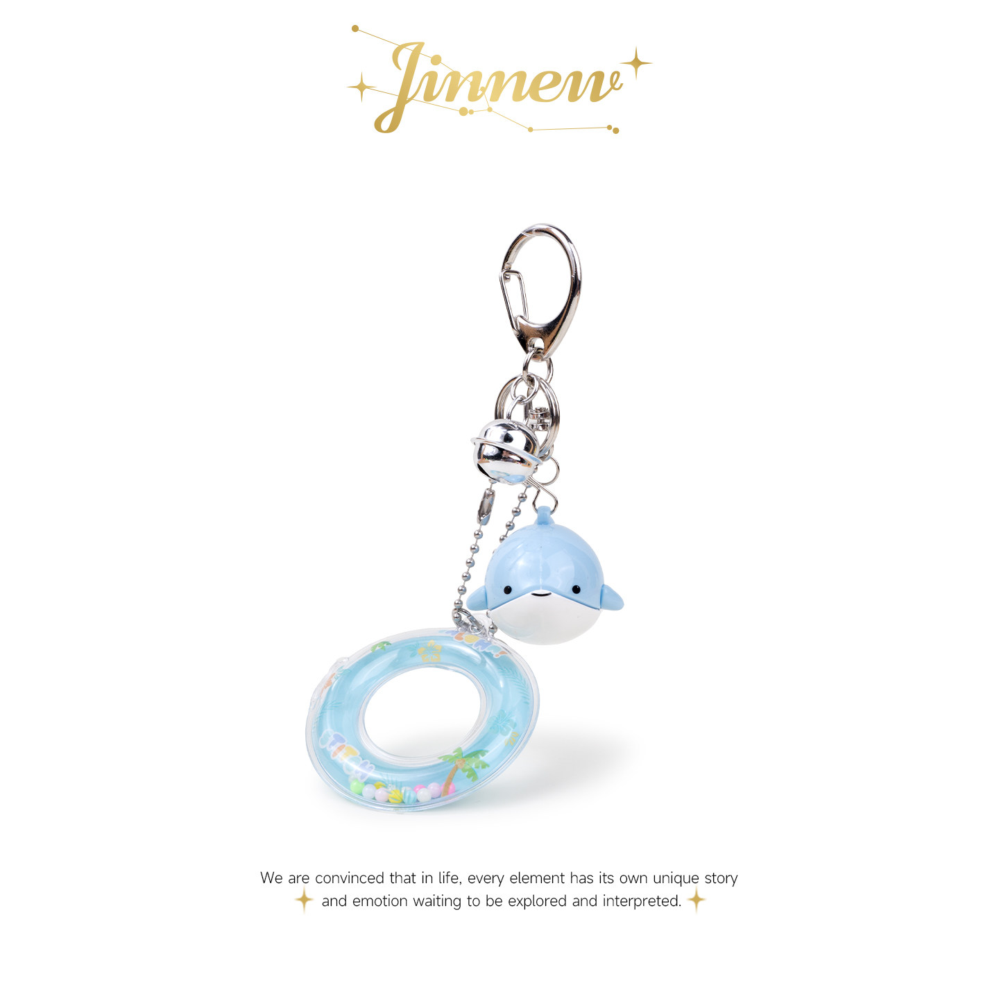Jinnew原创小众海洋泳圈海豚公仔车钥匙扣男书包包挂件情侣挂饰女