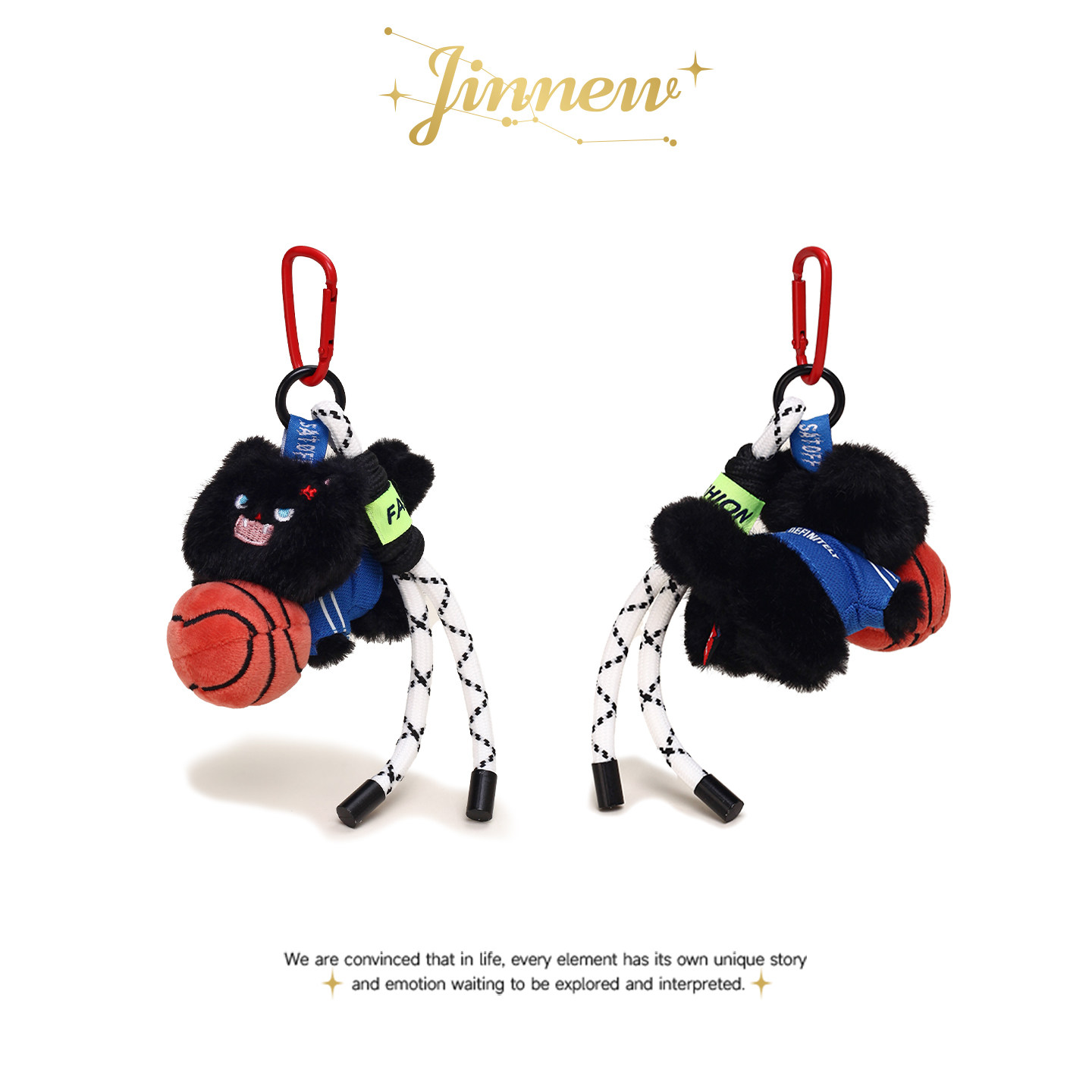 Jinnew原创篮球足球小猫咪情侣毛绒玩偶男礼物书包包挂件车钥匙扣图片