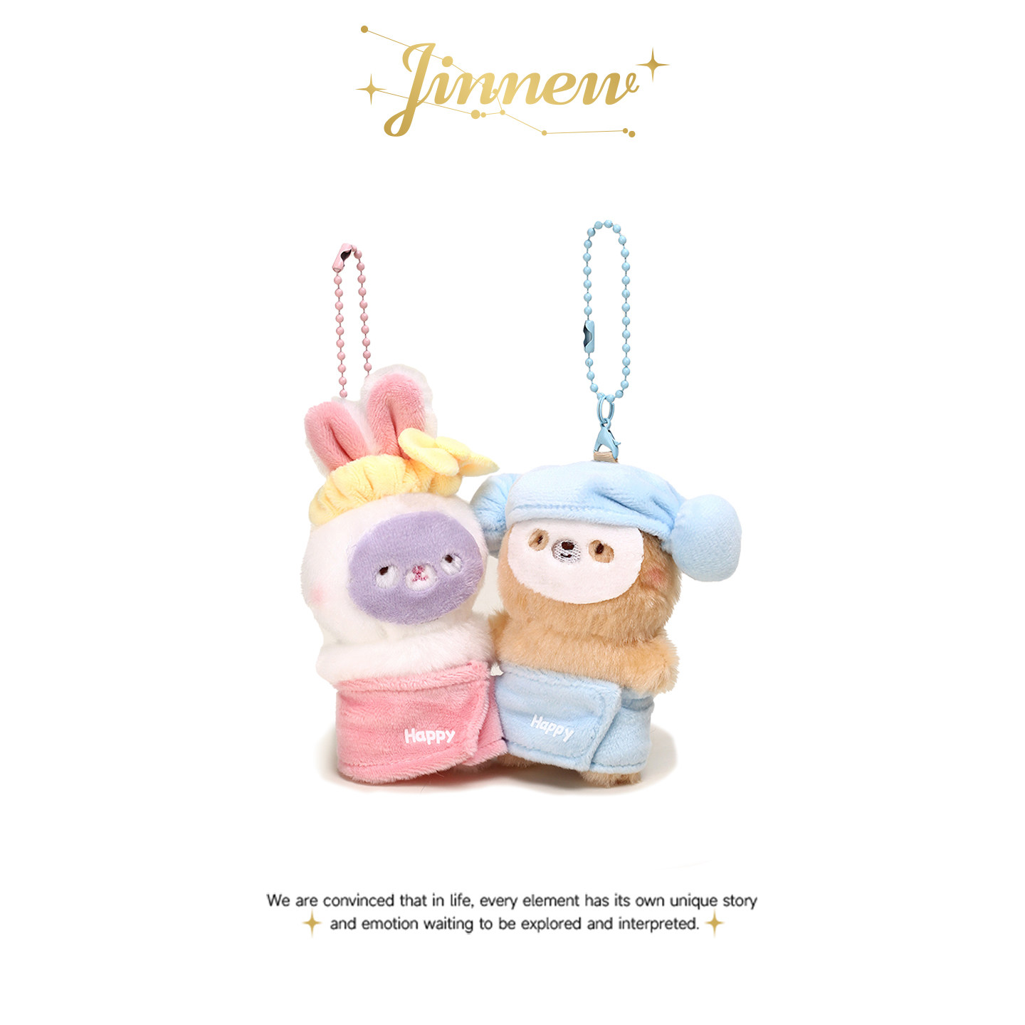 Jinnew原创可爱情侣礼物双人一对睡衣公仔磁吸玩偶书包挂件钥匙扣图片
