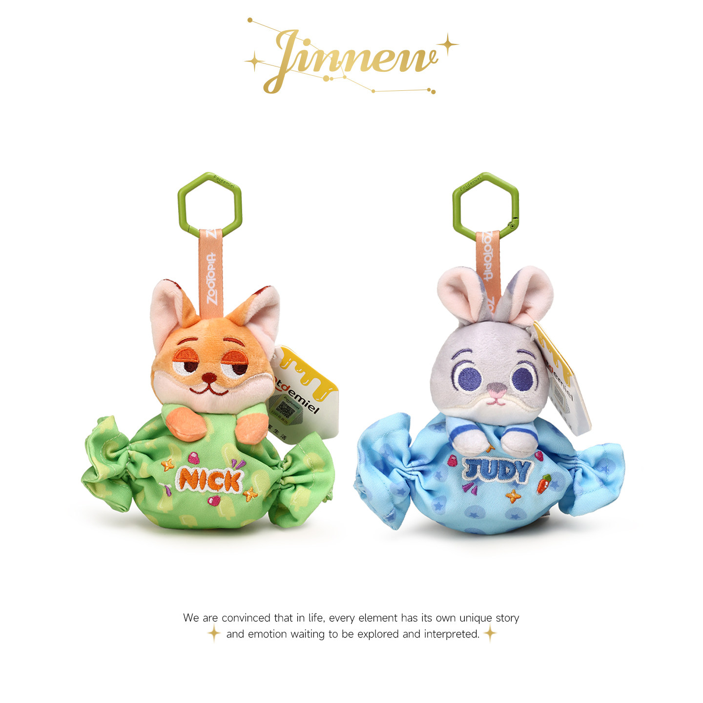 Jinnew正版联名尼克狐朱迪兔糖果收纳小包挂件零钱包耳机包挂饰品