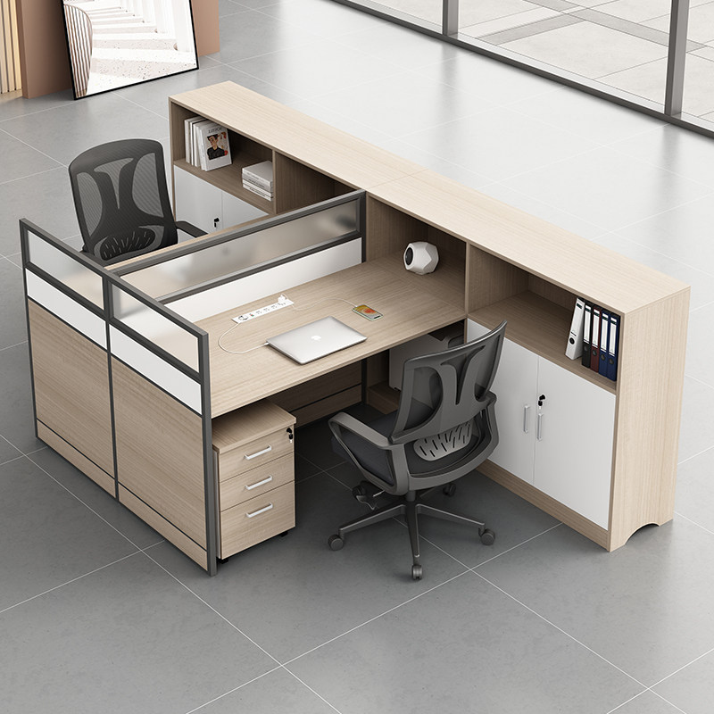 职员办公桌带边柜单2/4/6四人位双人面对面T/F/干/千型屏风员工位
