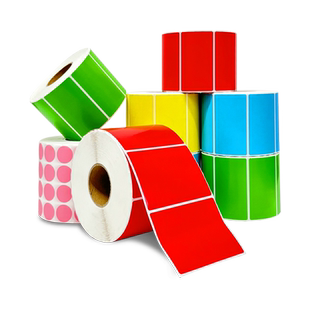 彩色铜版标签纸铜板不干胶条码纸染色空白彩色铜板红黄绿蓝橙色不干胶贴纸不粘胶卷筒装可手写打印可定做印刷