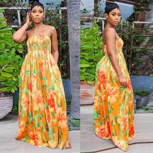 Sexy wide jumpsuit style slim loose leg top fit tube