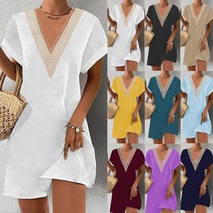 dresses for women summer fashion contrast lace casual