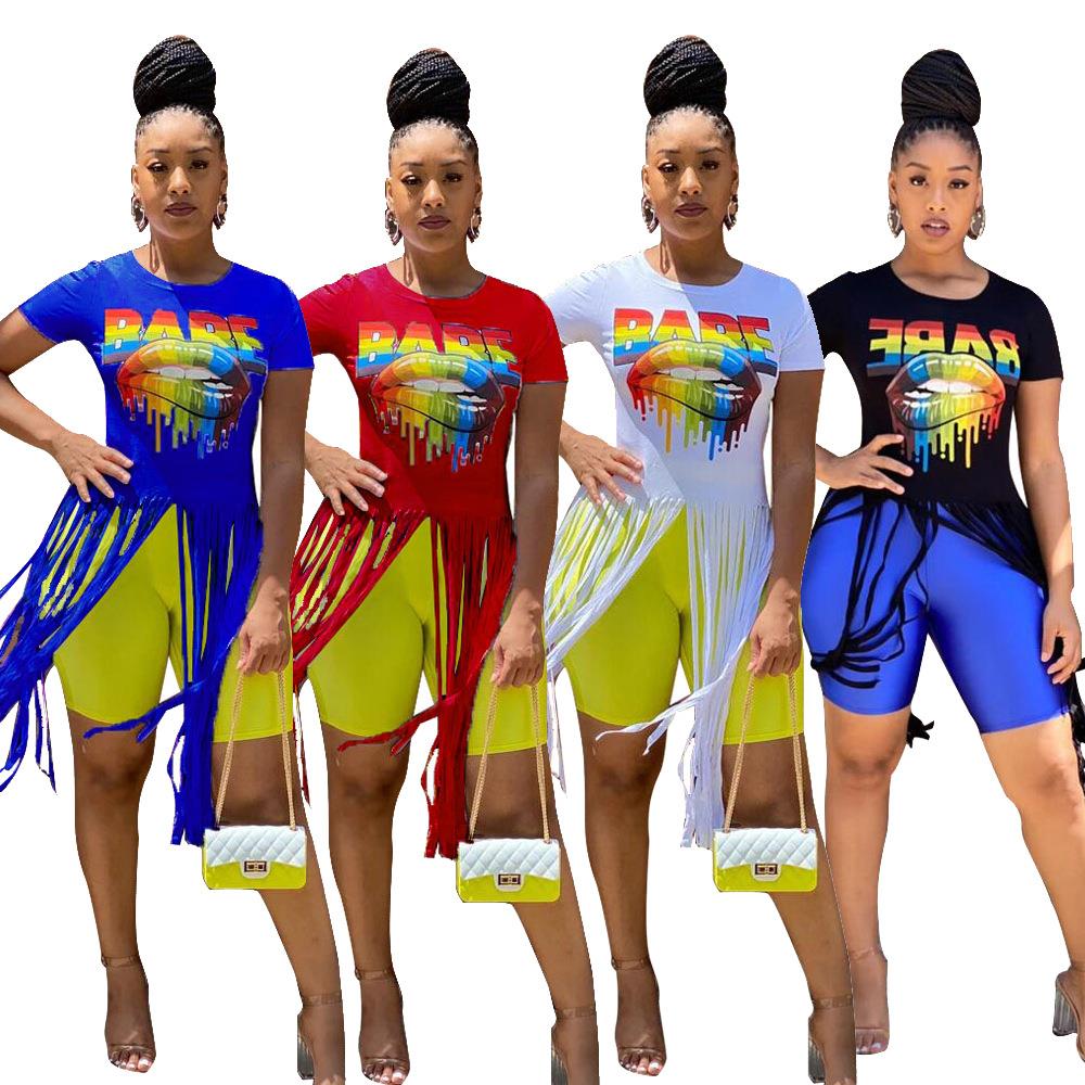 Sexy womens clothing featured lips burnt hem short-sleeved