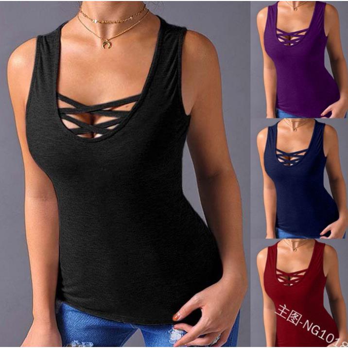 women for T-shirt sleeveless straps with top bottoming sexy