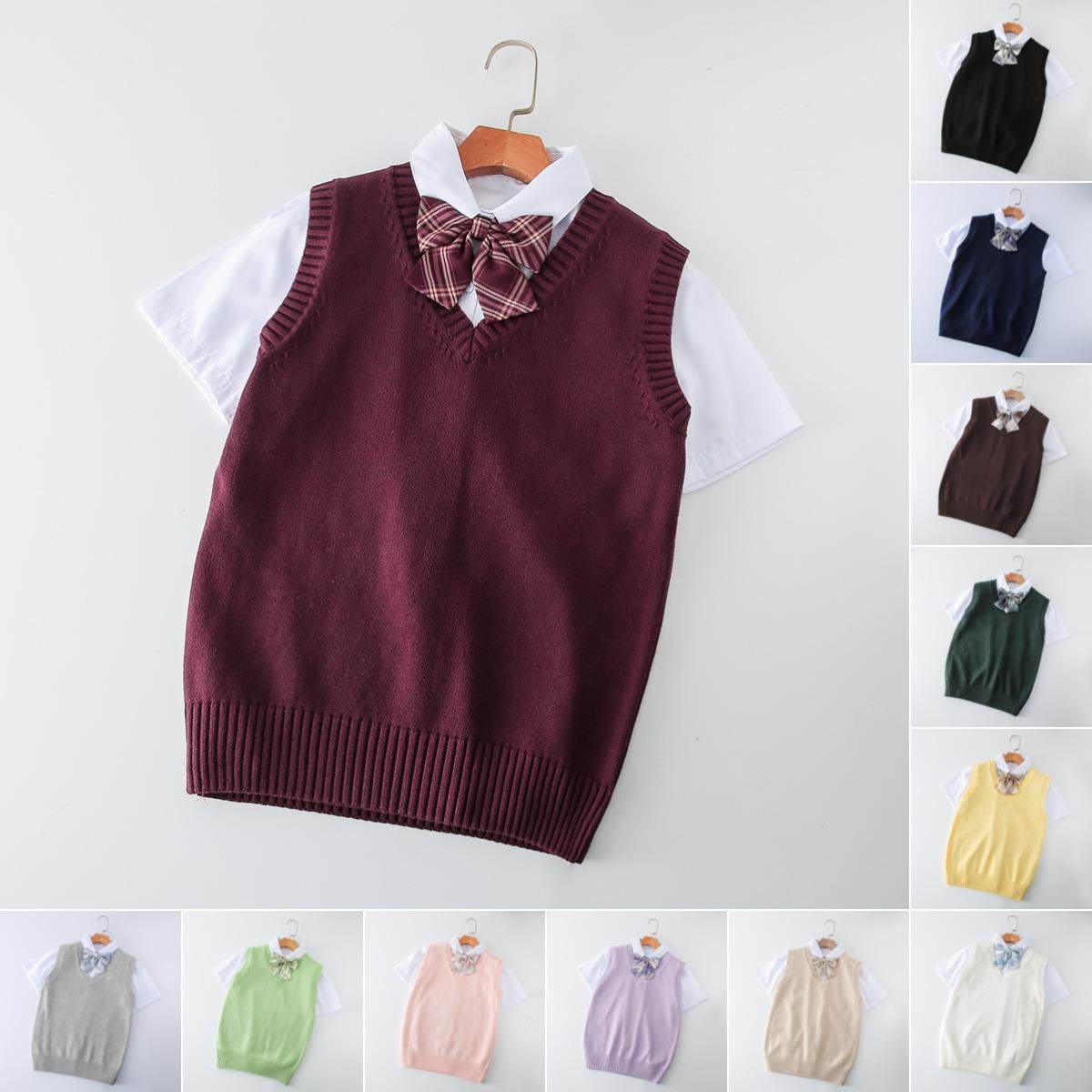 Color Macron Sweater Vest Uniform Style College British