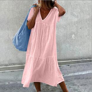 casual split color dress loose summer womens fashion