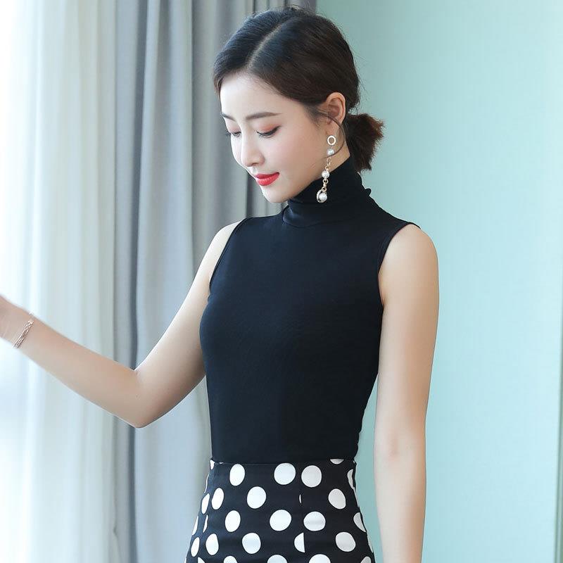 korean fashion sleeveless for women sheer mesh tees high