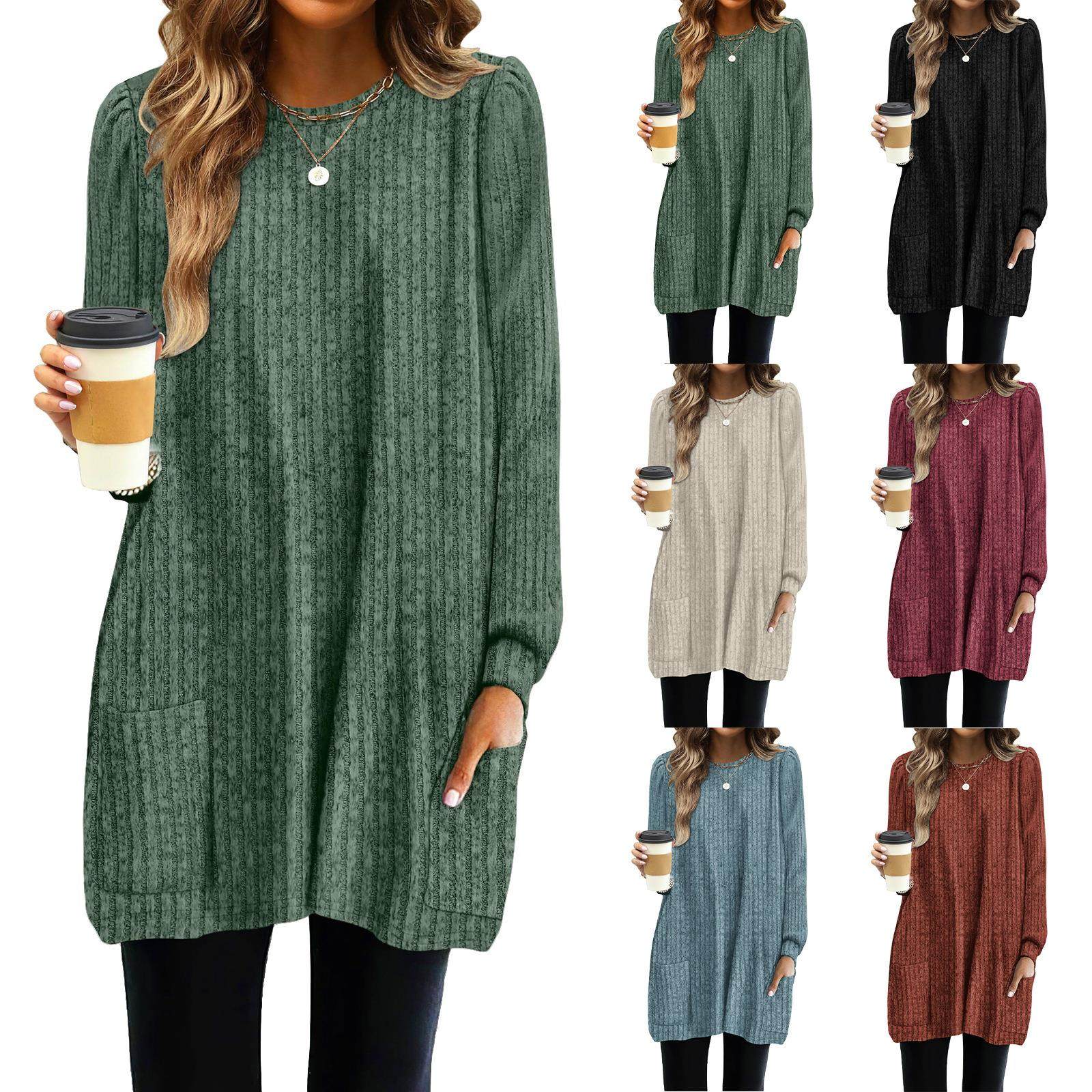 Loose casual long-sleeved shirt with pocket extensions