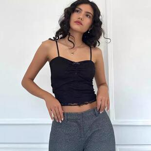 vest bow inner Hot lace sexy double-layer splicing style