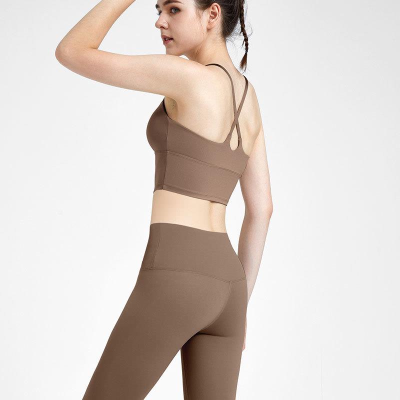 Pad Bra Removable Straps Nude Vest Sports Cross Color Solid