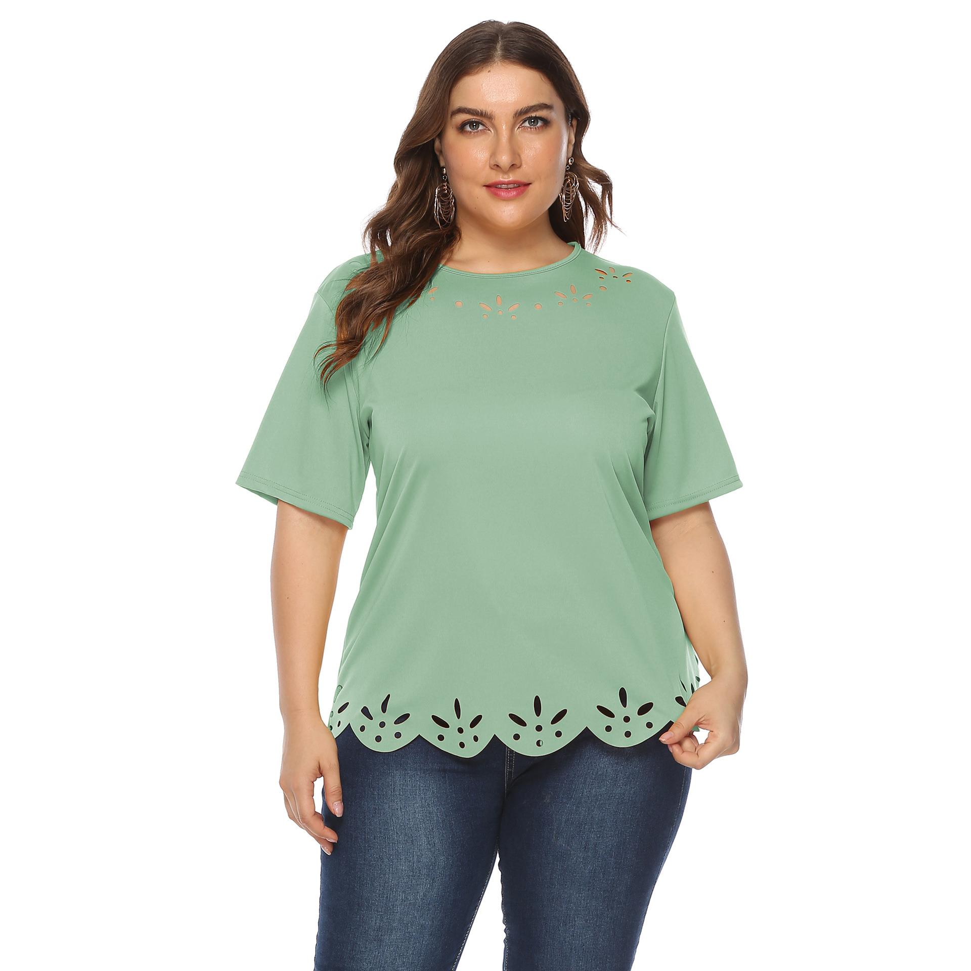 short size burn womens neck top casual hollow round