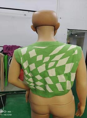 women for vest vest short colorblocked diamond knitted