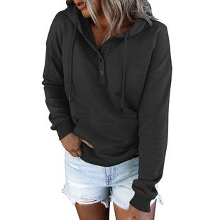 sleeve hooded pocket casual Womens long sweatshirt loose