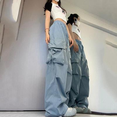 trousers slim-fitting high-waisted overalls wide-leg drapey