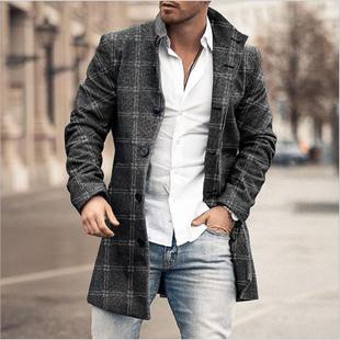 collar stand woolen casual length pocket mid Mens