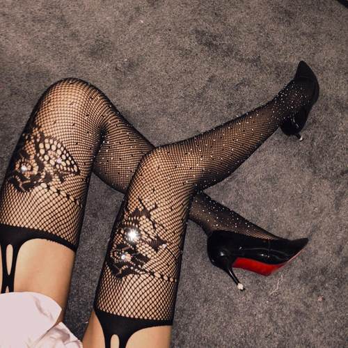 pantyhose bottoming stockings garter jacquard mesh fine