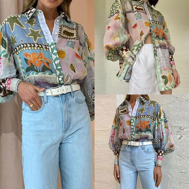 Womens Temperament Commuter Shirt Lapel Long Sleeve Casual