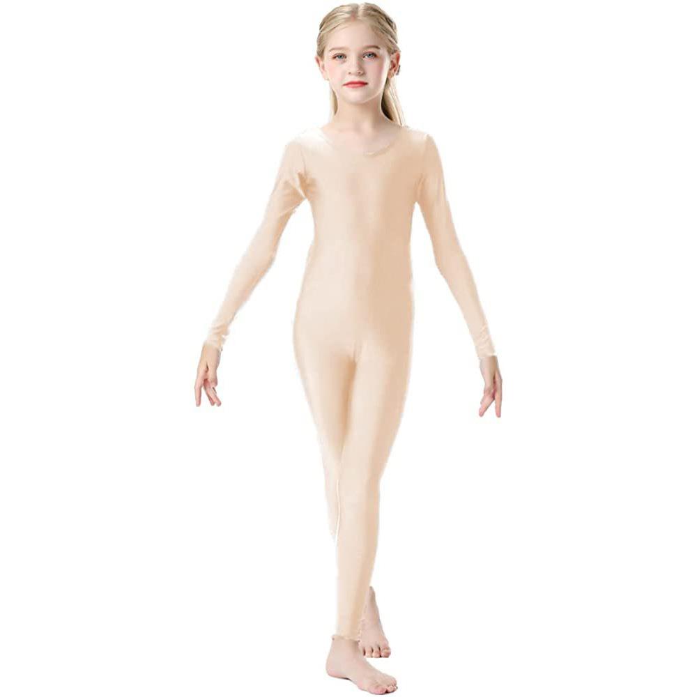 Girls Scoop Neck Long Sleeve Leotard Childrens Dance Clothes