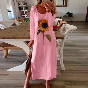 side sleeve female slit Sunflower style womens long plant