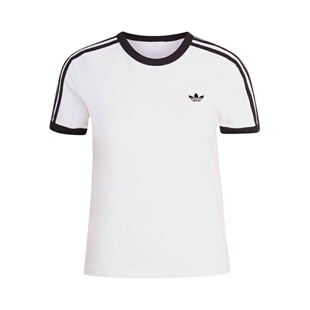 Adidas originals 3 Stripes 圆领休闲条纹短袖 T恤 女款 KD3683
