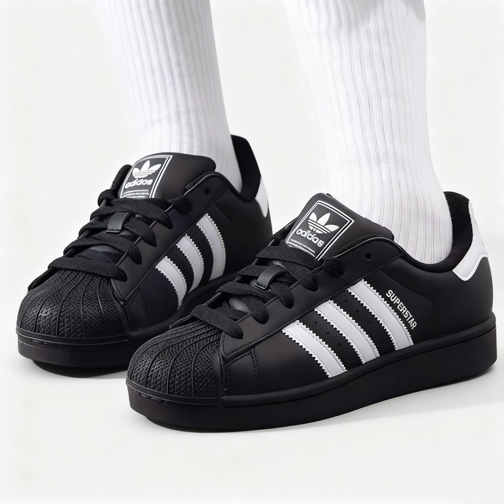 Adidas Superstar2 三叶草经典贝壳头防滑低帮黑白休闲板鞋JI0079