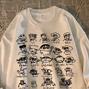 速发0小斤大码 圆领上衣 印花卫长宽松复古0众衣袖