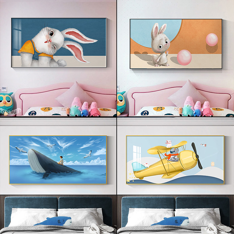 速发儿童房床头孩景墙装饰画男背孩房间挂画童卧室壁画男生墙面画
