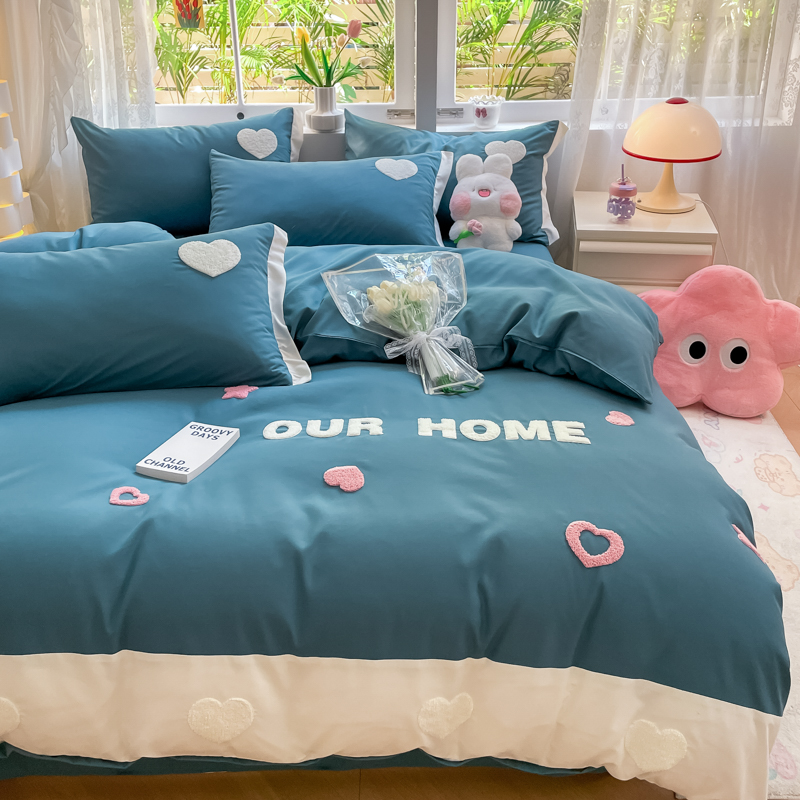 速发春夏磨毛水三棉1用品上.5m1.8米床笠洗件套被罩