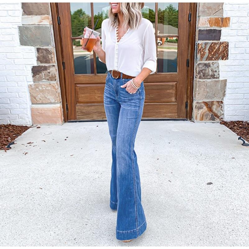 Womens jeans slim fit wide leg pants trousers jeans