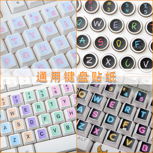 通用型大字键盘贴纸按键贴初学者指法练习单个字母英文数字台式电脑笔记本圆形卡通个性可爱拼音防磨损装饰