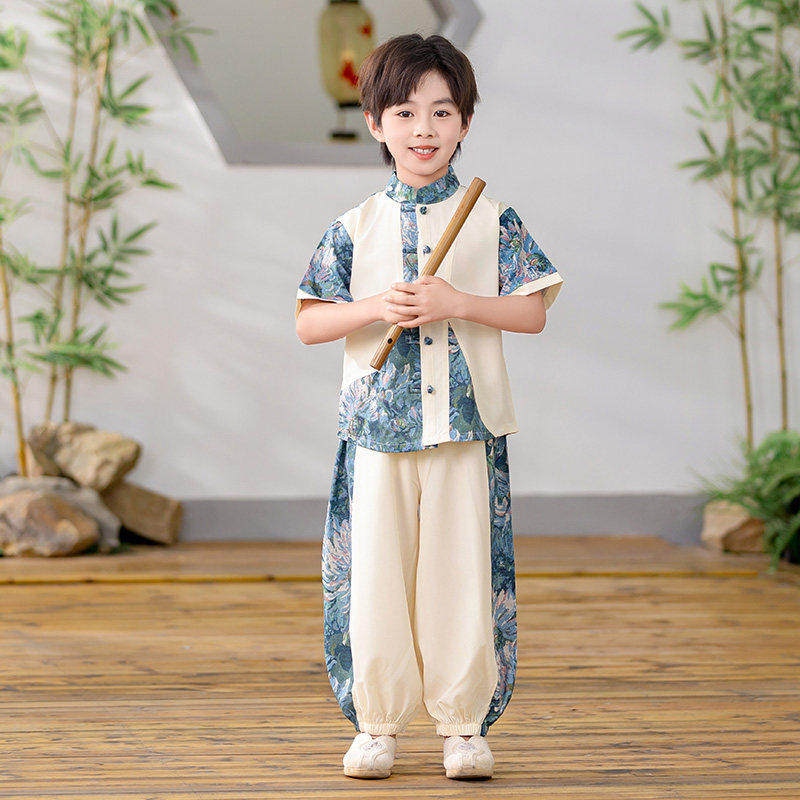 全棉纯棉男童汉服套装2026新款唐装中式日常可穿中国风潮儿童古装