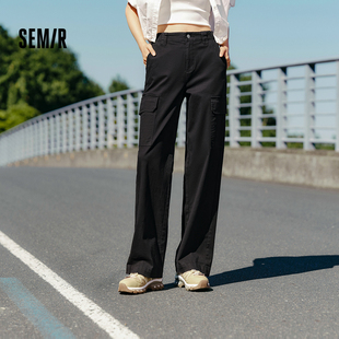 森马休闲裤女工装裤高街百搭潮秋显瘦显腿长阔腿裤女生简约潮酷