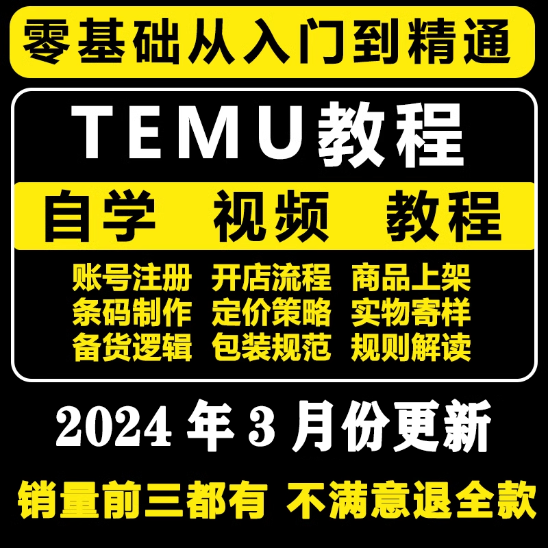 2024学Temu运营装修教程店铺新手培训选品师跨境海外版拼多多课程 教育培训 互联网产品与运营/电子商务 原图主图