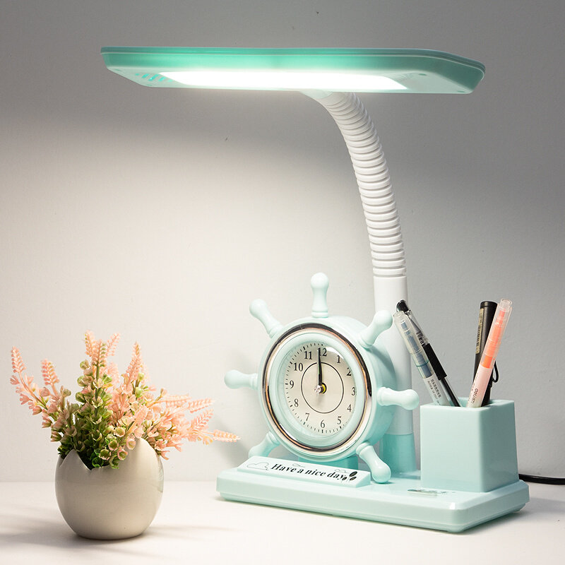 时钟台灯一体充电护眼学习专用带小夜灯创意多功能闹钟卧室床头
