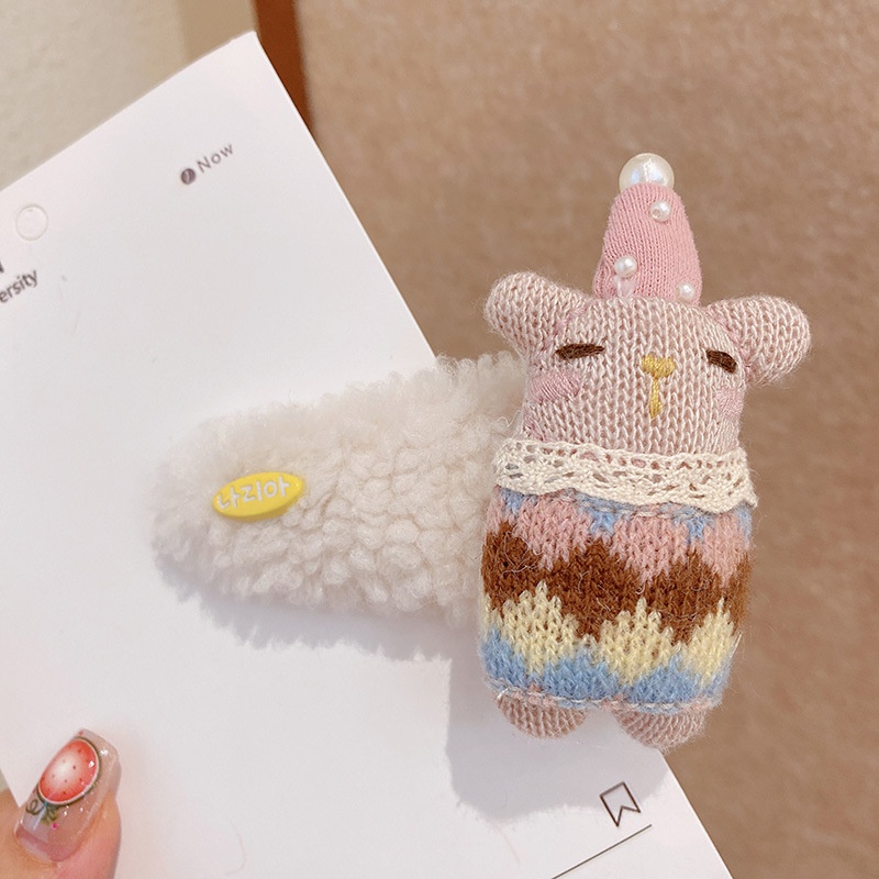 hd10413a02可可爱爱充棉小熊发夹秋冬心侧边刘海碎发夹边夹