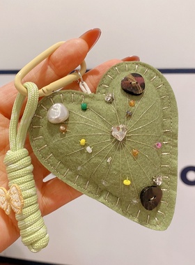 HD11267A05闪钻纽扣爱心复古车钥匙扣挂件ins风包包挂饰手机挂链