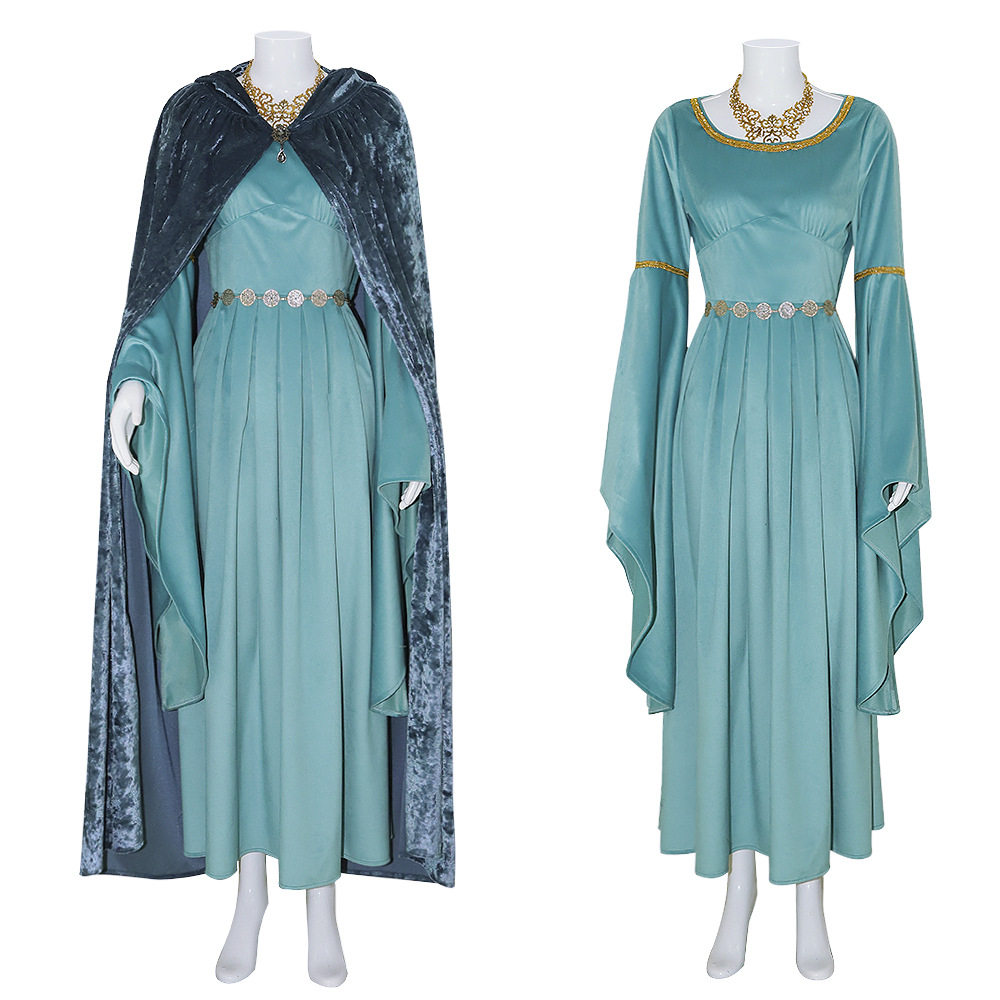 魔戒指环王cos服精灵公主cosplay服装万圣节舞台表演服淡蓝色裙子