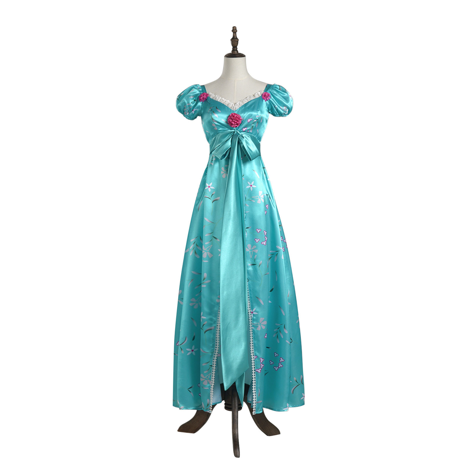 万圣节服装cosplay魔法奇缘吉塞尔同人蓝色红花缎面公主裙长裙